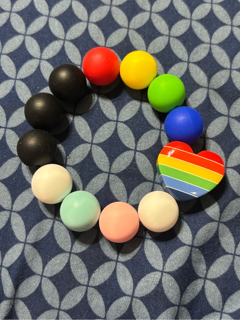 Chunky Colorful Rainbow Heart Pride Beaded Bracelet